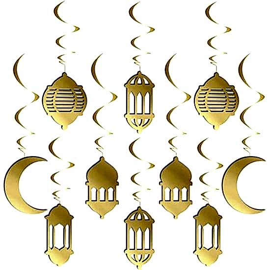 Ramazan Temalı Altın 3D Sarkıt Tavan Süs 10’lu