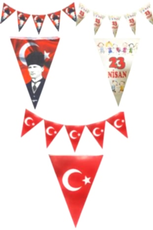 Happyland 23 Nisan 3lü Flama Set (23 NisanFlama, Atatürk Baskılı, Türk Bayrağı Baskılı Bayrak Kağıt)