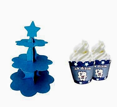 Happyland İlk Dişim Mavi Karakterli Kek Standı + Kek Kapsülü 2’li Set