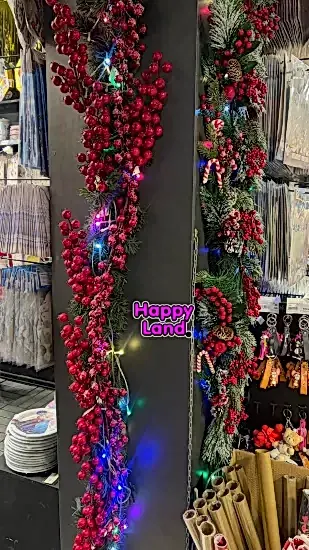 Happyland Yılbaşı Süsü Narlı Garland Ssüs 170 cm Yılbaşı Kapı Duvar Şömine Dekor Garland HPY26075
