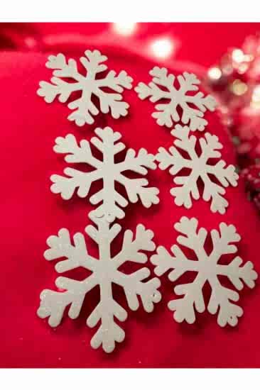 Happyland Yılbaşı Çam Ağacı Süsü Beyaz Simli Eva Süs 6 Adet 10 Cm