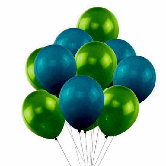 50 Adet Metalik Sedefli Kaliteli Balon 25 Mavi 25 Fıstık Yeşili