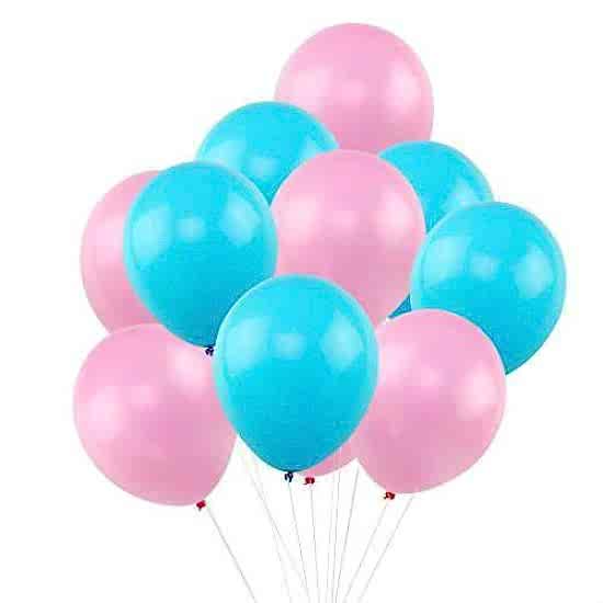 50 Adet Metalik Sedefli Kaliteli Balon - 25 Pembe 25 Mavi