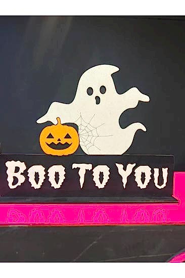 Happyland Halloween Ahşap Dekor Masa Üzeri Süsü Boo To You Halloween Cadılar Bayramı Dekor 30 Cm