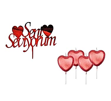 Happyland Sevgililer Günü Sevgiliye Doğum Günü Evlilik Teklifi Pasta Üzeri 2’li Romantik Set