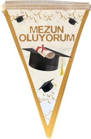 Happyland Mezuniyet Konsept Mezun oluyorum üçgen flama banner yazı