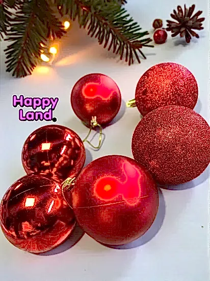 Happyland Yılbaşı Çam Ağacı Süsü 8 cm 6’LI Kırmızı Yılbaşı Topu BüyükBoy Yılbaşı Topu HP129
