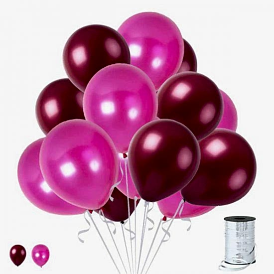 50 Adet Metalik Sedefli Kaliteli Balon 25 Bordo 25 Fuşya