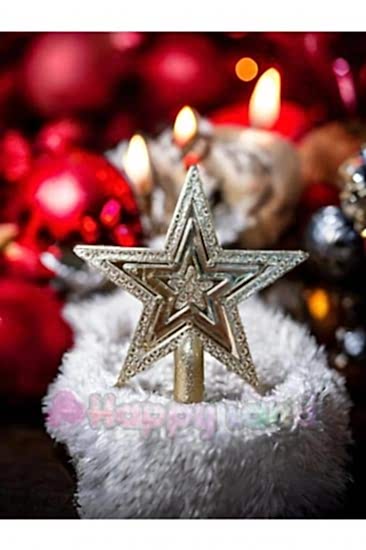 Happyland Yılbaşı Ağacı Süsü Gümüş Renk Mini Tepe Yıldızı 10 Cm Yılbaşı Çam Ağacı Tepe Yıldızı Mini süs