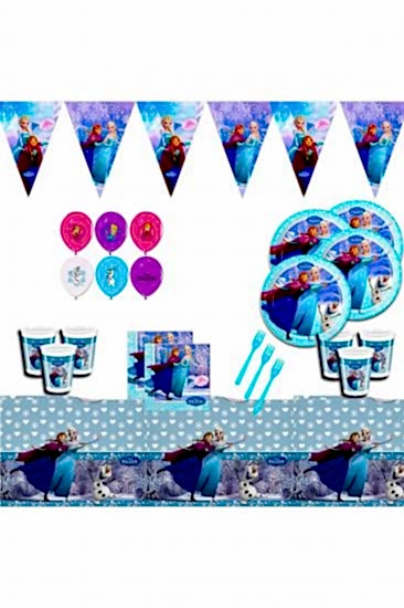 Happyland Frozen Karlar Ülkesi Elsa 24 Kişilik Mavi Doğum Günü Parti Malzemeleri Seti