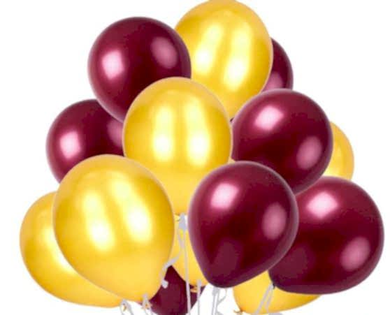 50 Adet Metalik Sedefli Kaliteli Balon 25 Bordo 25 Gold