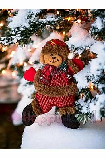 Happyland Yılbaşı Noel Ayıcık Asma Süs Yılbaşı Ağacı Süsü Noel Ayıcık Yeni Yıl Dekor