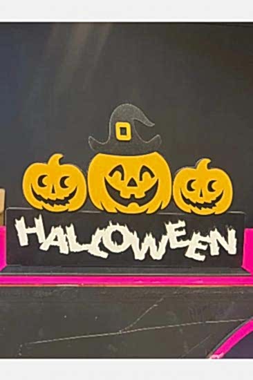 Happyland Halloween Ahşap Dekor Süsü 3’lü Balkabağı Model Masa Üzeri Happy Halloween Dekor Süs 30 Cm