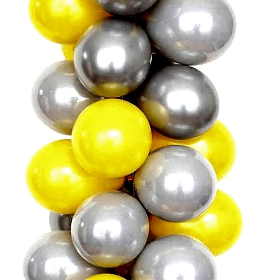 50 Adet Metalik Sedefli Kaliteli Balon 25 Gümüş 25 Sarı