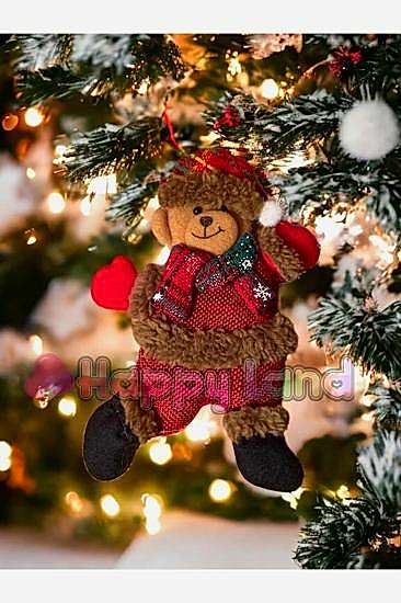 Happyland Yılbaşı Noel Ayıcık Asma Süs Yılbaşı Ağacı Süsü Noel Ayıcık Yeni Yıl Dekor
