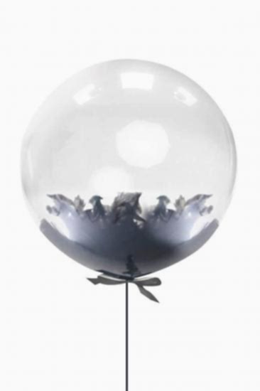 24 inch Siyah Tüylü Şeffaf Balon