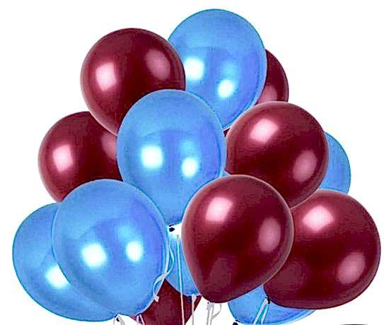 100 Adet Metalik Sedefli Kaliteli Balon 50 Bordo 50 Mavi