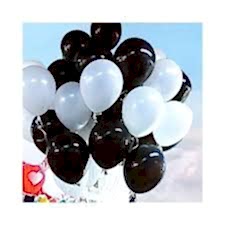 50 Adet Metalik Sedefli Kaliteli Balon 25 Siyah 25 Beyaz