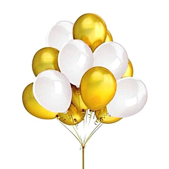 50 Adet Metalik Sedefli Kaliteli Balon 25 Altın 25 Beyaz
