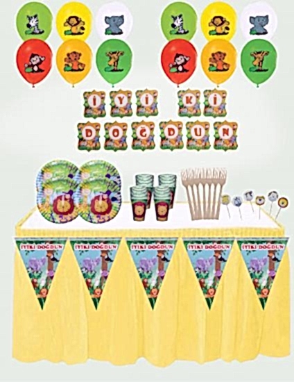 Safari Doğum Günü Seti 16 Kişilik Doğum Günü Seti