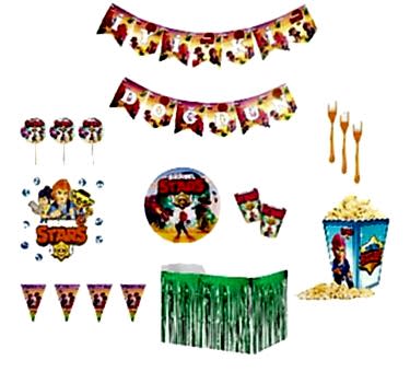Happyland Brawl Stars Doğum Günü Parti Paketi 9 Çeşit Ekonomik Paket Brawl Stars Temalı Doğum Günü Seti﻿       16 Kişilik 