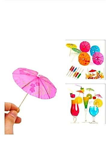 Happyland 25li Şemsiye Kokteyl Kürdanı Pembe 10 cm Kürdan Parti