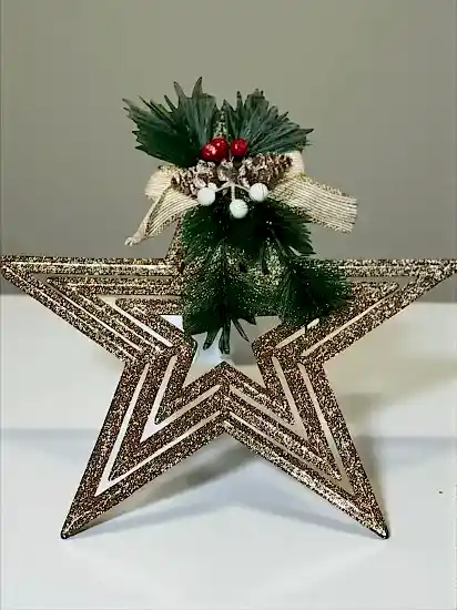 Happyland Yılbaşı Ağacı Süsü Gold Dev Boy Tepe Yıldızı Süslü Model 30 cm HPY26051