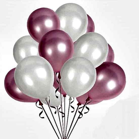 50 Adet Metalik Sedefli Kaliteli Balon 25 Pembe 25 Beyaz