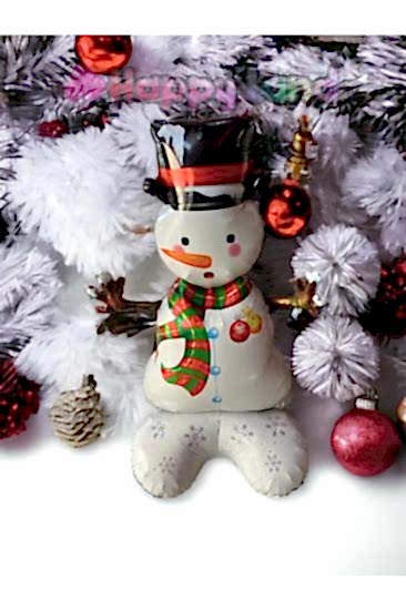 Happyland Yılbaşı Ayakta Duran Kardanadam Folyo Balon Büyük Boy 120 cm 3 D Yeni Yıl Balon