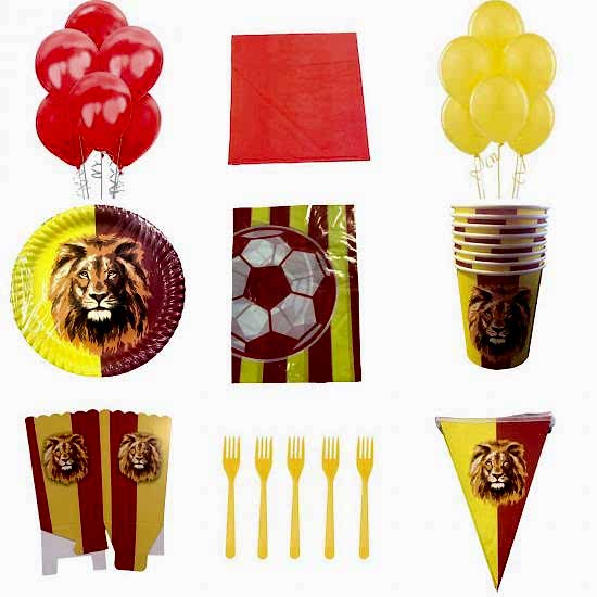 Happyland Aslanlı Doğum Günü Partisi Seti GS Takım 9 Parça Sarı Kırmızı Parti Set Cimbom Temalı