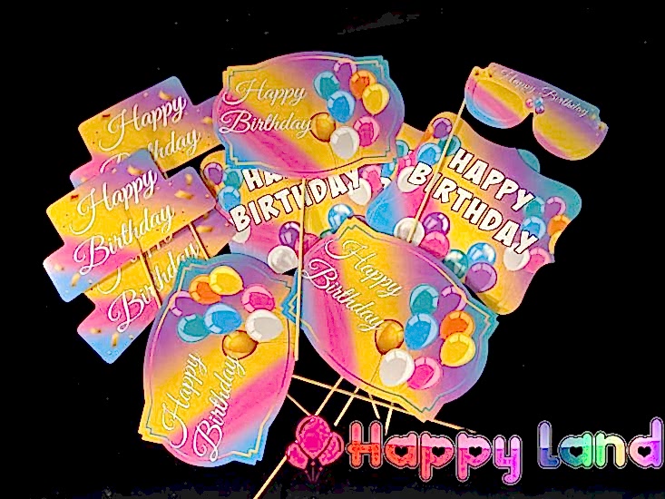 Happyland Doğum Günü Partisi 10’lu Konuşma Kartı Seti Makaron Pastel Renkler