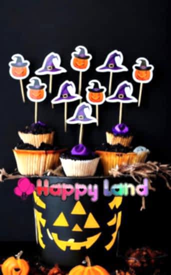 Happyland Halloween 10 lu Kürdan Süs Balkabağı&Cadı Şapkası Model Cadılar Bayramı Kürdan