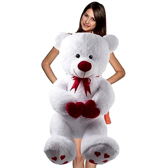 100 cm Kalpli Bacaklı Beyaz Peluş Ayıcık