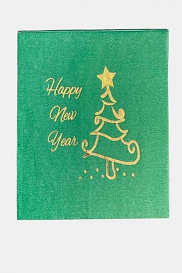 Happyland Yılbaşı Dekorasyon Varaklı Yeşil Peçete Noel Peçetesi 16 Adet Yılbaşı Peçetesi