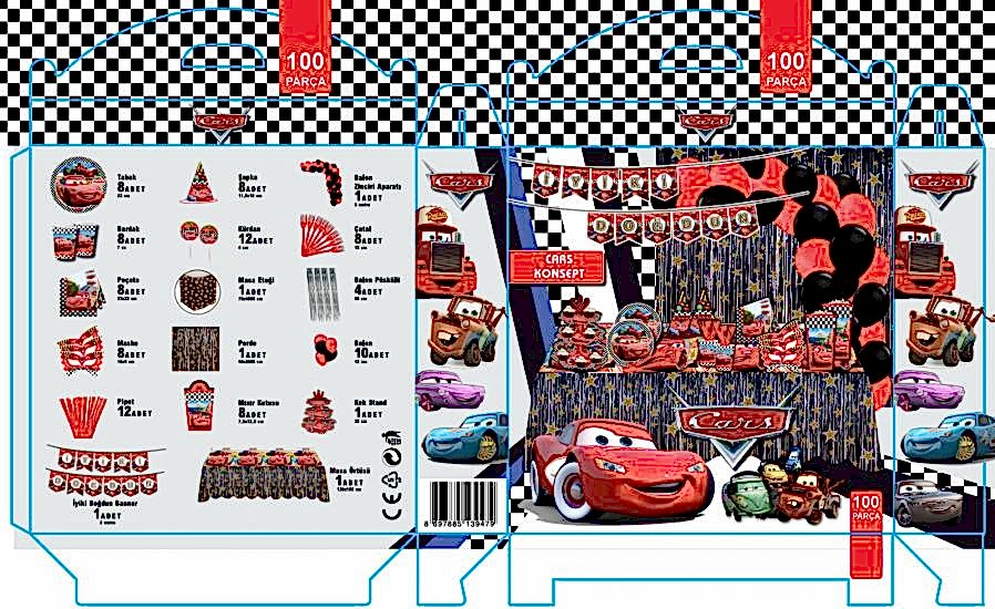 Parti Ustası HAPYYLAND 100 Parça Cars Arabalar Konsept Parti Seti