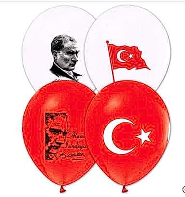 50 ADET ATATÜRK ve TÜRK Bayrağı Baskılı Balon