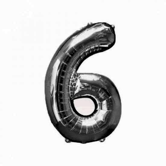 6 SAYI 40 İNÇ FOLYO GÜMÜŞ BALON BÜYÜK BOY 100 CM