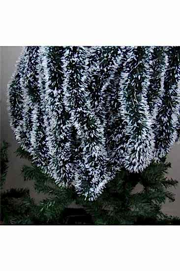 Happyland Yılbaşı 160 cm Tinsel Garland Yılbaşı Ağacı Süsü Beyaz Koyu Yeşil Kamışı