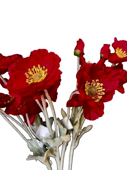Yapay Çiçek 5’li Gelincik Dalı Kırmızı Renk 60 cm Gelincik HPY-26132 
