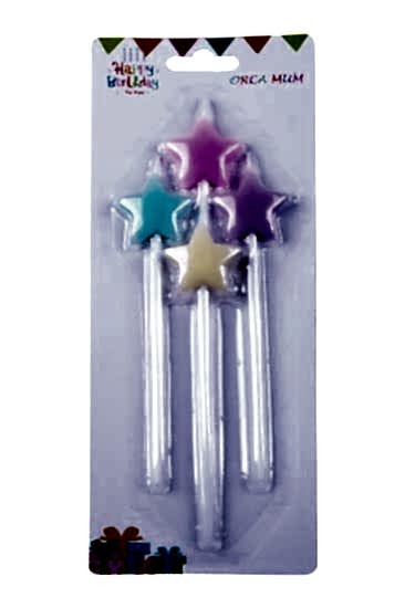 Happyland Makaron Pastel Renk Yıldız Mum 4 Adet