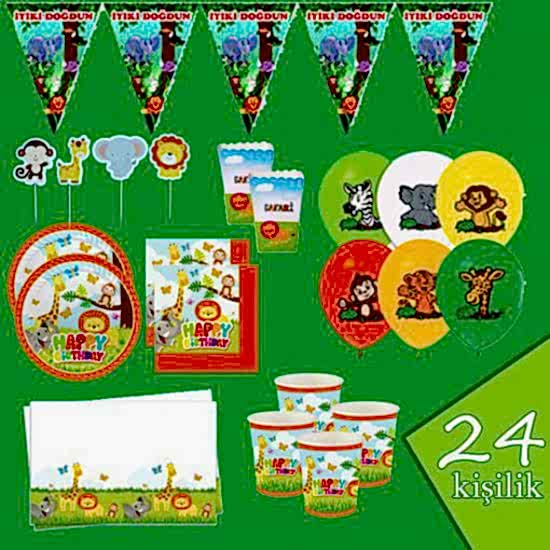 SAFARİ TEMALI KONSEPT PARTİ SETİ 24 KİŞİLİK 156 PARÇA