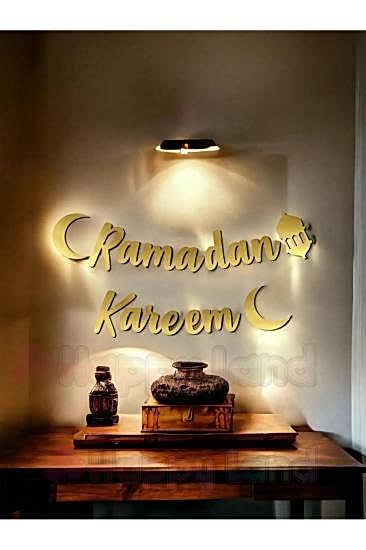 HappylandRamazan Ayı Ramadan Kareem Yazılı Kaligrafi Banner Gold Renkli 200x20 Cm Ramazan Bayramı
