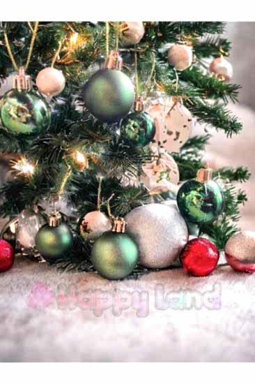 Happyland Yılbaşı Çam Ağacı Süsü Yeşil Parlak Mat 6 Adet 4 cm Asetat Kutulu Model Yılbaşı Topu