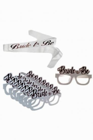 Happyland Bride To Be Yazılı Beyaz Rose Gold Bekarlığa Veda Partisi Konsept Kuşak + Gözlük Seti