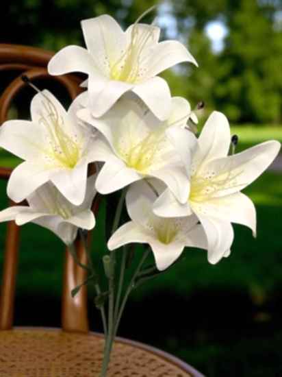 Happyland Yapay Çiçek Lilyum Demeti Beyaz 9 lu 50 cm