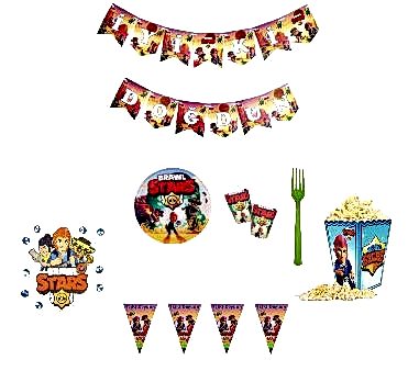 Happyland Brawl Stars Doğum Günü Parti Paketi 7 Çeşit Ekonomik Paket Brawl Stars Temalı Doğum Günü Seti 8 Kişilik
