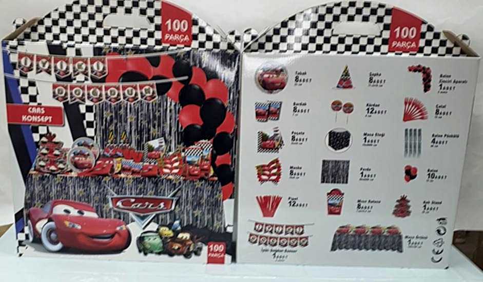 Parti Ustası HAPYYLAND 100 Parça Cars Arabalar Konsept Parti Seti