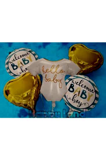 Happyland Hoşgeldin Bebek Mavi Renk 5’li Folyo Balon Seti Baby Shower Parti Balon Seti