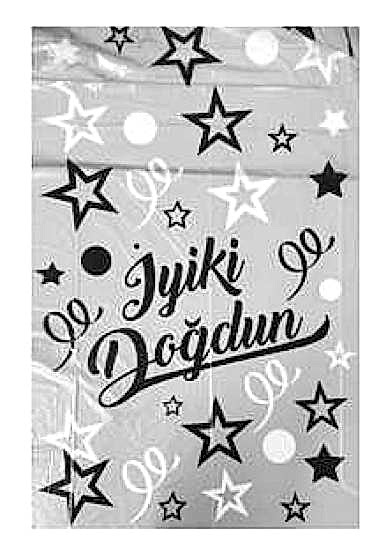 Gümüş Gri Üzeri Siyah İyiki Doğdun Yazılı Masa Örtüsü