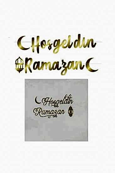 Happyland Ramazan Hoşgeldin Ramazan Varaklı Peçete Ve Hoşgeldin Ramazan Kaligragi Gold Yazı Seti